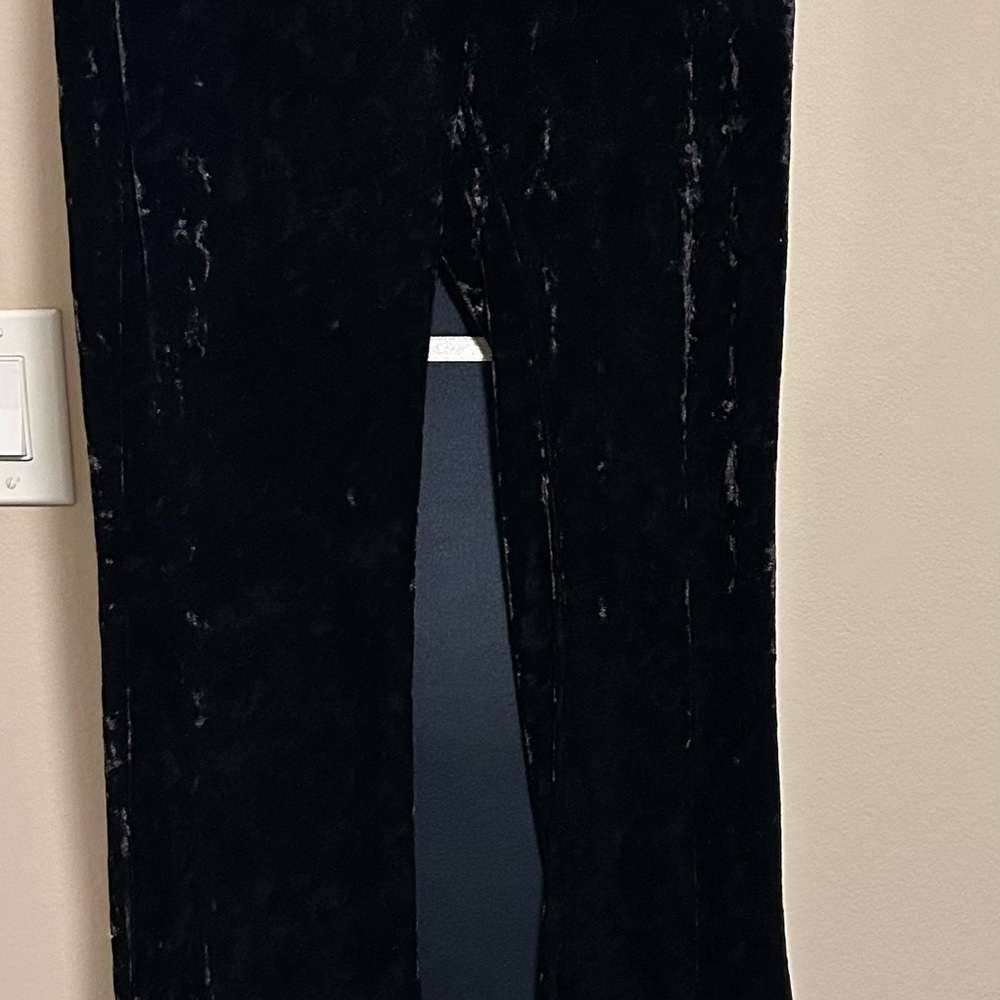 Black Crushed Velvet Pants size small. Palazzo style.
